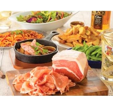 【生ハム食べ放題コース】2時間飲み放題付き3300円⇒3000円（税込）

