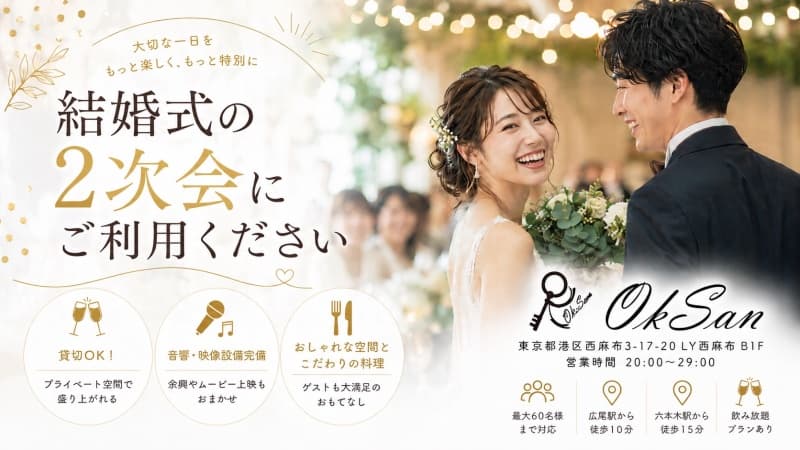 結婚式の2次会でもご利用いただけます