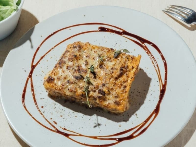 黒ビール仕込みのラザニア　パン　サラダ付き