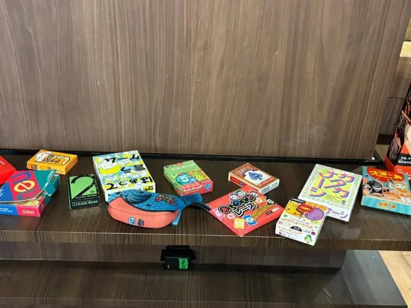仲間と楽しむための、貸出用ゲーム類は品揃え充実