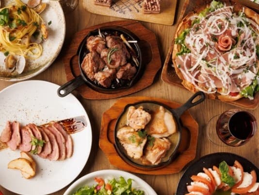 【ガッツリ！肉コース】2時間飲み放題付き5500円(税込)<全8品> 追加500円で生ハムが食べ放題