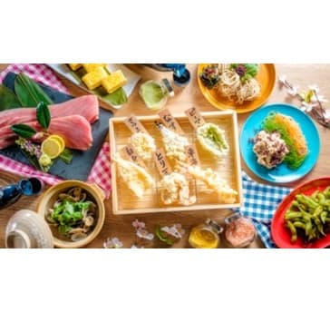 天ぷら4種、おでん3種、釜揚げしらすと煮穴子のちらし寿司など!
3H飲み放題+料理12品 税込5,500円