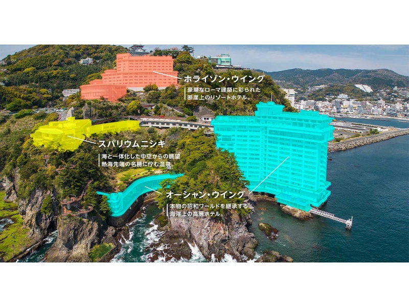 断崖上に広がるスケール感あるリゾート施設として、宿泊・会議・懇親会・温泉をワンストップでご利用いただけます。
複数棟構成により、用途に応じたゾーニングがしやすい点も特徴です。