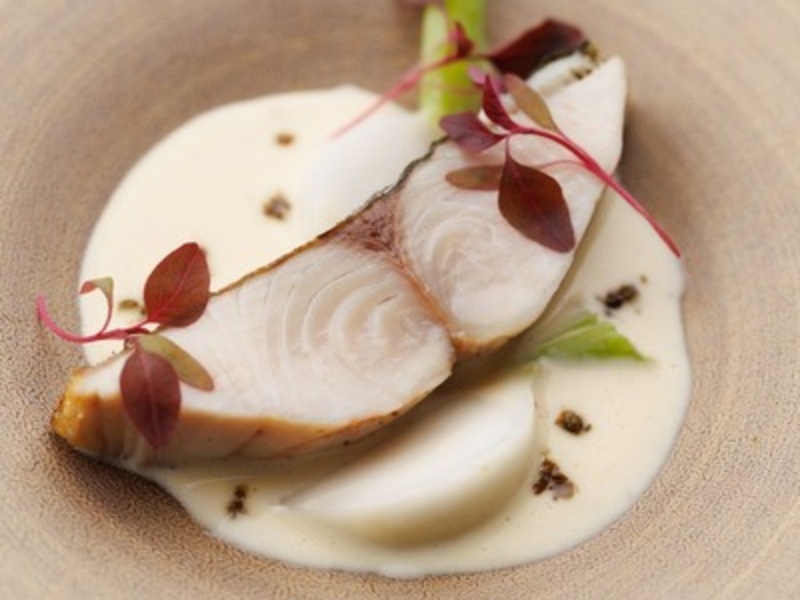 白いソースに寄り添う、シンプルで美しいひと皿。