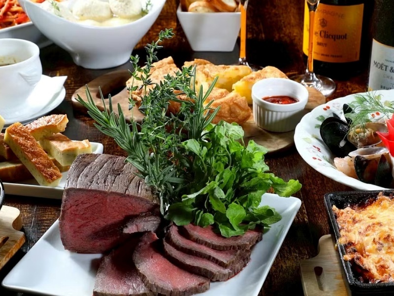 【黒毛和牛A5ローストビーフ付プラチナプラン】◆同窓会 歓送迎会に！料理9品 飲み放題2時間◆